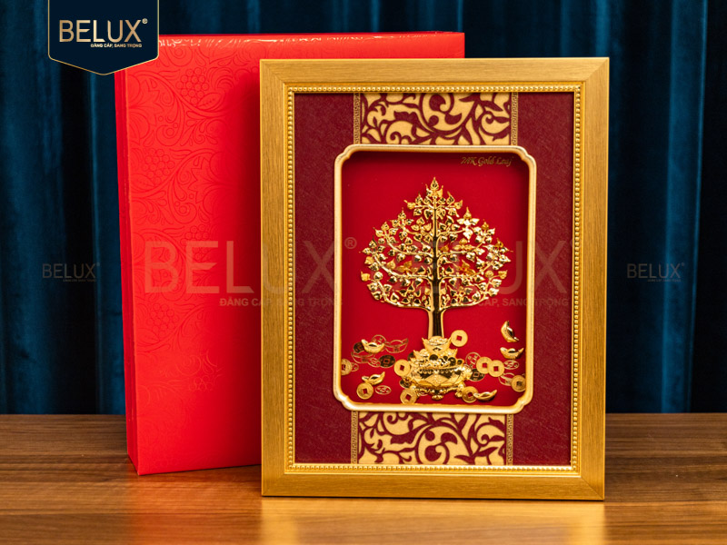 Tranh cây Tài Lộc dát vàng 24K 25x32cm